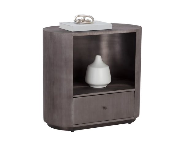 Sunpan Siena Nightstand - Handcrafted Iron Frame with Unique Finish and Ample Storage for Elegant Bedrooms Oval - 30W x 18D x 28H
