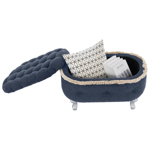 English Elm Christopher Knight Home® - 29.5'' Storage Bench with Button-Tufted Fabric, Tassel-Trim Ottoman with Hidden Compartment for Bedroom Blue 30.25 L x 18.5 W x 14 H N761P335817C