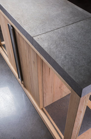 Lexington Artistica Home Verite Buffet - Sophisticated European White Oak Design With Distressed Aluminum Accents & Modern Appeal Light Oak Wood 2240-852