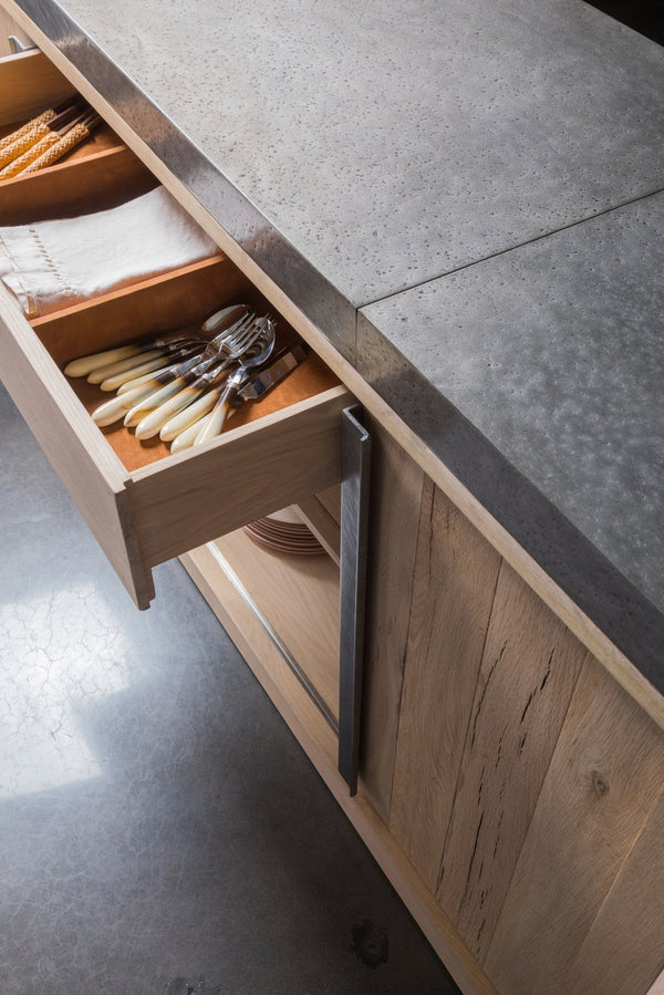 Lexington Artistica Home Verite Buffet - Sophisticated European White Oak Design With Distressed Aluminum Accents & Modern Appeal Light Oak Wood 2240-852