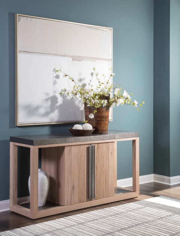 Lexington Artistica Home Verite Buffet - Sophisticated European White Oak Design With Distressed Aluminum Accents & Modern Appeal Light Oak Wood 2240-852