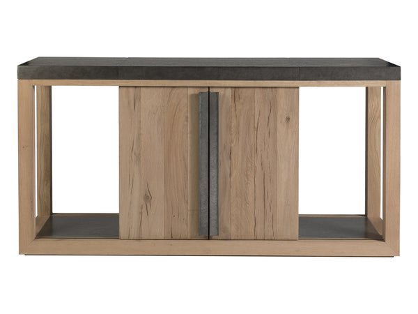 Lexington Artistica Home Verite Buffet - Sophisticated European White Oak Design With Distressed Aluminum Accents & Modern Appeal Light Oak Wood 2240-852