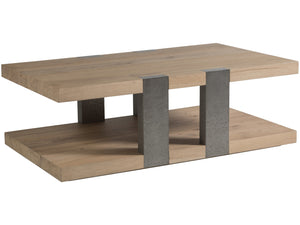 Lexington Artistica Home Verite Cocktail Table - Sophisticated Contemporary Design With Natural White Oak And Distressed Metal Light Oak Wood 2240-945