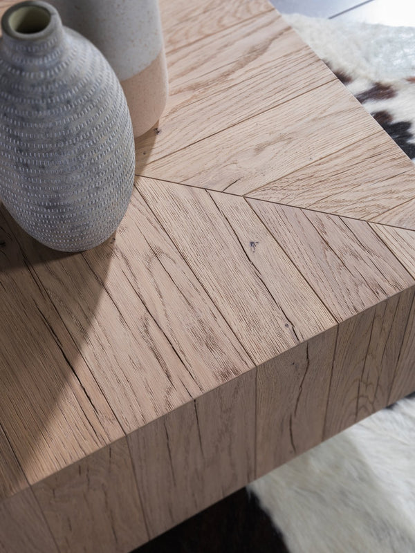 Lexington Artistica Home Verite Cocktail Table - Sophisticated Contemporary Design With Natural White Oak And Distressed Metal Light Oak Wood 2240-947