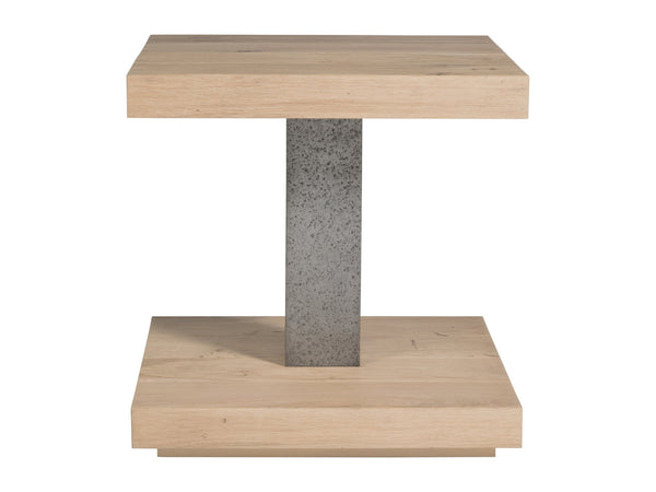 Lexington Artistica Home Verite Square End Table - Embrace Natural Elegance With European White Oak And Distressed Metal Finish Light Oak Wood 2240-957
