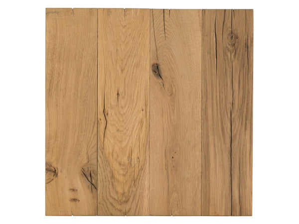 Lexington Artistica Home Verite Square End Table - Embrace Natural Elegance With European White Oak And Distressed Metal Finish Light Oak Wood 2240-957