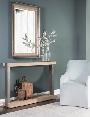 Lexington Artistica Home Verite Console: Elevate Your Space With Sophisticated European White Oak And Distressed Aluminum Design Light Oak Wood 2240-966