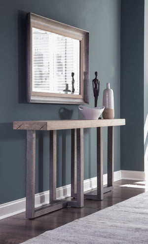 Lexington Artistica Home Verite Console: Elevate Your Space With Sophisticated European White Oak And Distressed Aluminum Design Light Oak Wood 2240-967