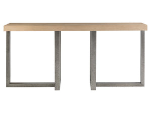 Lexington Artistica Home Verite Console: Elevate Your Space With Sophisticated European White Oak And Distressed Aluminum Design Light Oak Wood 2240-967