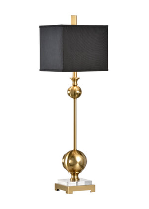 Wildwood Opus Antique Brass Table Lamp With Crystal Base — Slim 34" Transitional Accent Light For Desk 22403