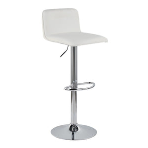 English Elm Adjustable Velvet Swivel Barstools with Chrome Base for Kitchen or Home Bar Set of 2 White B202S01963
