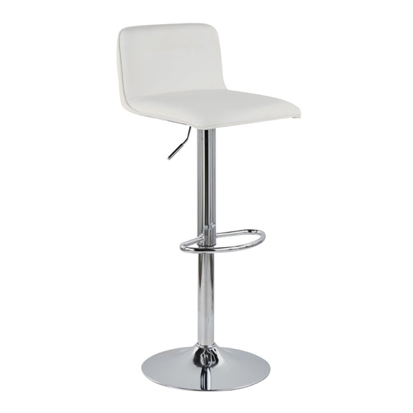 English Elm Adjustable Velvet Swivel Barstools with Chrome Base for Kitchen or Home Bar Set of 2 White B202S01963