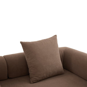 English Elm UNITED modular foldable sofa with metal frame, corduroy upholstery, side pocket & quick assembly convenience Brown W1568P375636