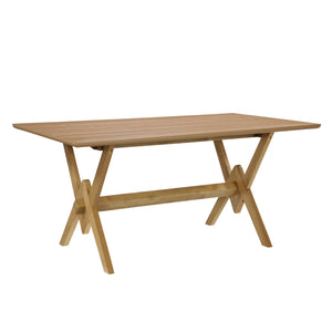 English Elm Christopher Knight Home® - 63" Double V Dining Table with Solid Wood Base, Farmhouse Rustic Grain, Seats 6, Durable Dovetail Craftsmanship Natural N771P330587A