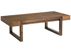 Lexington Artistica Home Canto Rectangular Cocktail Table - Modern Organic Design With Unique French Oak And Bronze Finish Medium Brown Wood 2241-945