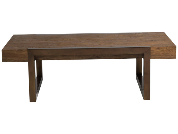 Lexington Artistica Home Canto Rectangular Cocktail Table - Modern Organic Design With Unique French Oak And Bronze Finish Medium Brown Wood 2241-945