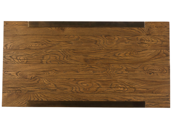 Lexington Artistica Home Canto Rectangular Cocktail Table - Modern Organic Design With Unique French Oak And Bronze Finish Medium Brown Wood 2241-945