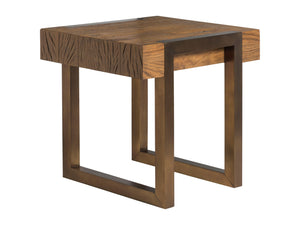 Lexington Artistica Home Canto End Table - Modern Organic Design With Unique Finishes Crafted From French Oak And Aluminum Medium Brown Wood 2241-955