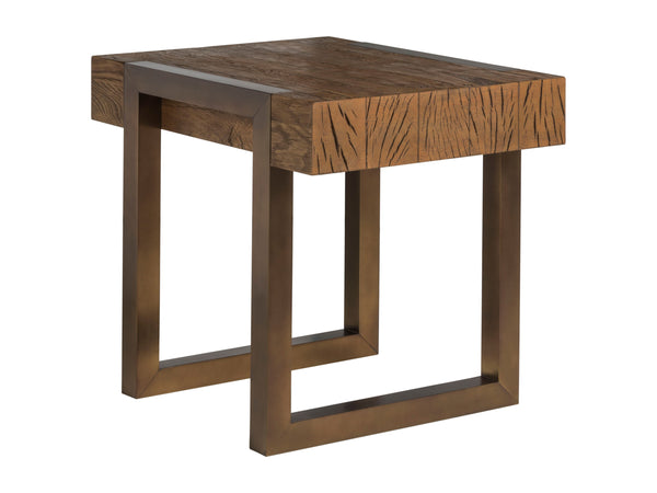 Lexington Artistica Home Canto End Table - Modern Organic Design With Unique Finishes Crafted From French Oak And Aluminum Medium Brown Wood 2241-955