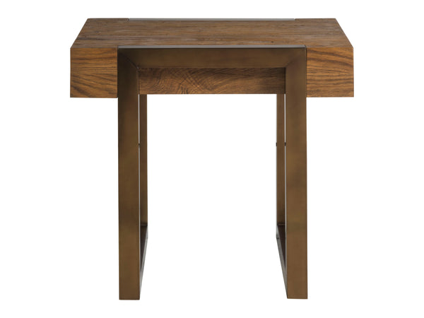 Lexington Artistica Home Canto End Table - Modern Organic Design With Unique Finishes Crafted From French Oak And Aluminum Medium Brown Wood 2241-955