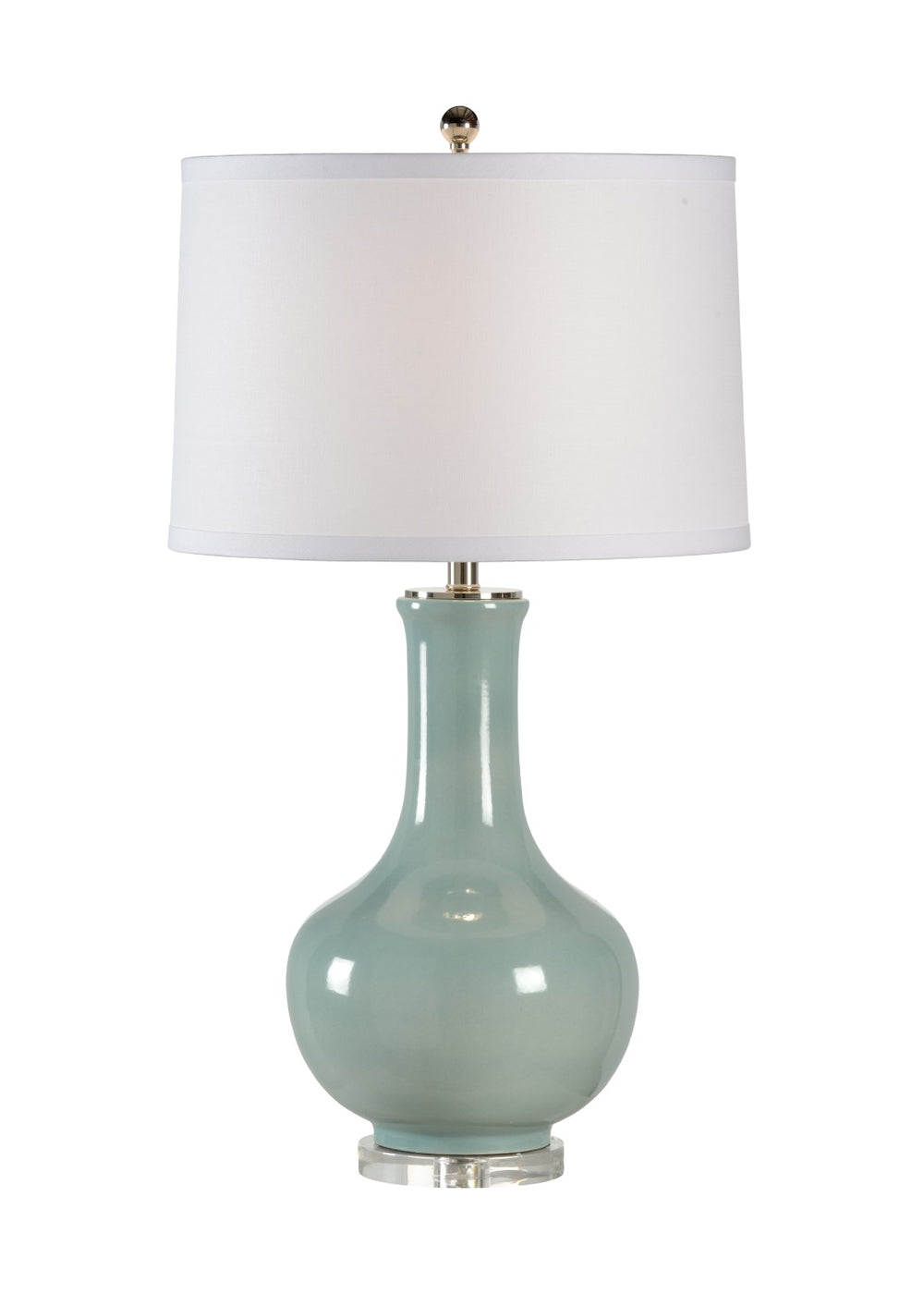 Wildwood Eva Ceramic Table Lamp With Pale Blue Semi-Crackled Glaze On Clear Acrylic Base For Coastal Rooms 22413
