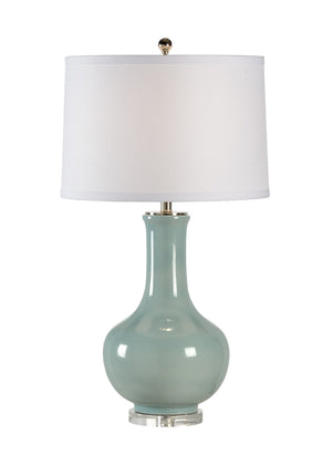 Wildwood Eva Ceramic Table Lamp With Pale Blue Semi-Crackled Glaze On Clear Acrylic Base For Coastal Rooms 22413