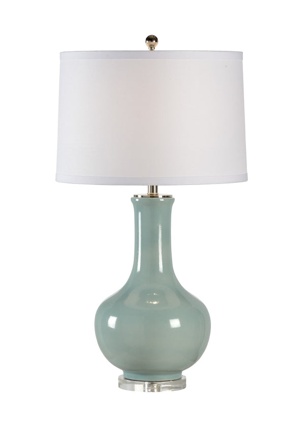 Wildwood Eva Ceramic Table Lamp With Pale Blue Semi-Crackled Glaze On Clear Acrylic Base For Coastal Rooms 22413