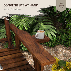 English Elm Outsunny 2-Person Outdoor Garden Bench With Cupholder Armrests, Slatted Seat For Patios & More W2225P200711-GIGA