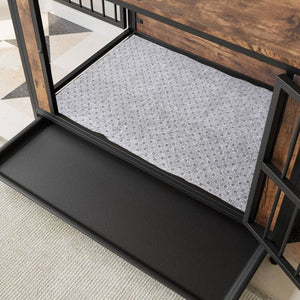 English Elm Dog Crate Furniture Table with Dual Sliding Doors Rustic Wood Mdf Pet House W840P203068