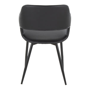 English Elm Margarite Contemporary Dining Chairs Set Of 2 - Stylish Black Metal & Faux Leather For Modern Spaces B202S01272