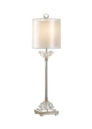 Wildwood Celine Brushed Nickel Table Lamp With Clear Cast-Glass & Crystal Plinth, 35" Height, Modern Elegance 22428