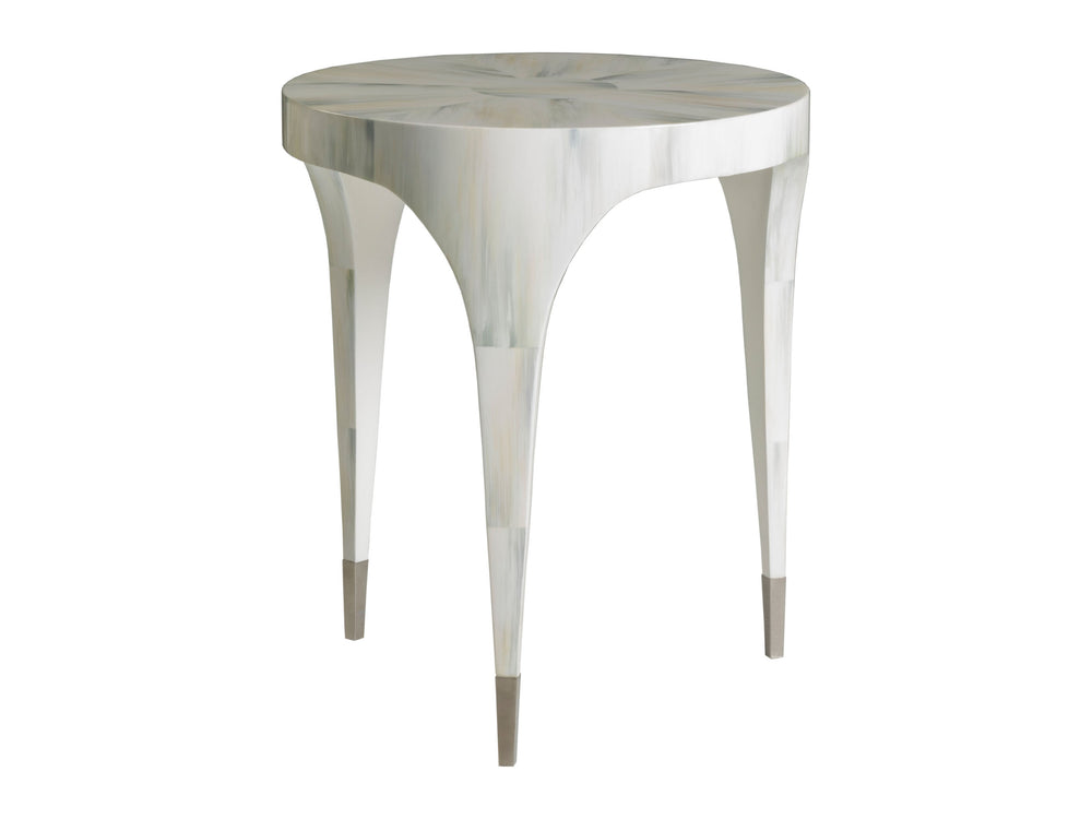 Lexington Artistica Home Bello Round Spot Table - Stunning Faux Horn Design With Unique Finishes For A Contemporary Home Décor Creamy White Wood 2243-950