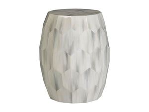 Lexington Artistica Home Bello Faceted Drum Table - Contemporary Faux Horn Design With Unique Finishes For Stylish Interiors Creamy White Wood 2243-951