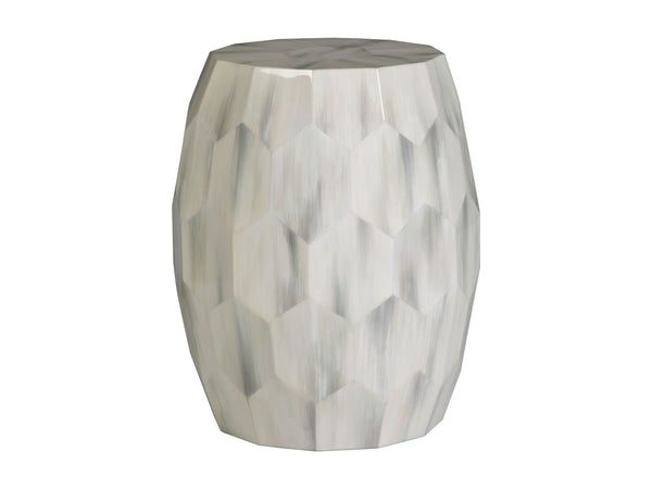 Lexington Artistica Home Bello Faceted Drum Table - Contemporary Faux Horn Design With Unique Finishes For Stylish Interiors Creamy White Wood 2243-951
