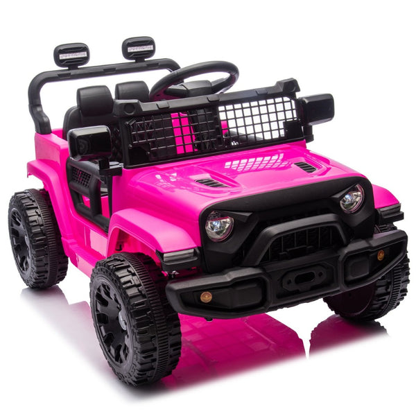 English Elm 24v Kids Ride on Car with Parental Remote Four Wheel Suspension Led Lights Bluetooth Pink W1578P235081