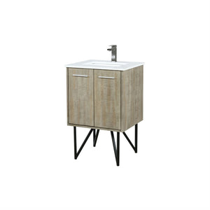 English Elm Rustic Acacia Bath Vanity 24" W With White Quartz Top & Gun Metal Faucet – Stylish Storage Solution! B2731P259591-GIGA