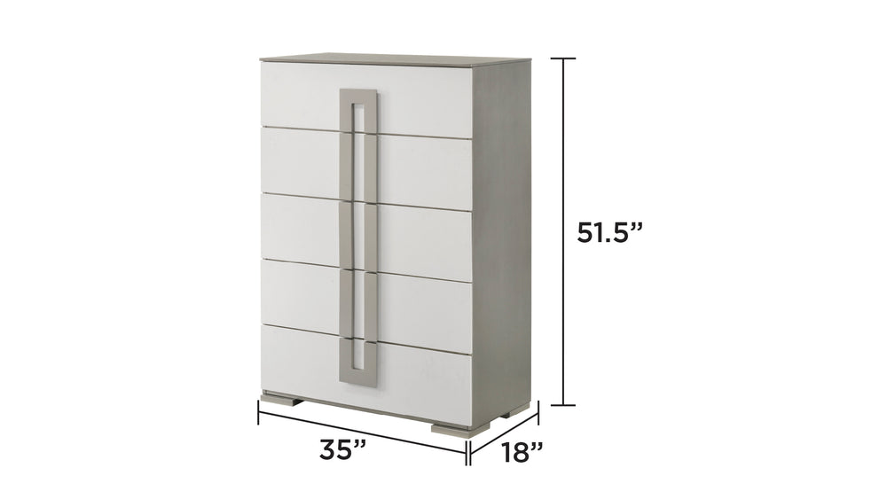 English Elm Olivia 5-Drawer Chest In Semi-Gloss White - Modern Storage Solution For Stylish Bedrooms & Decor G150108649