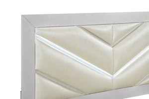 English Elm Moreland King Bed Faux Leather Headboard White Laminate Frame Modern Bedroom B078P497902