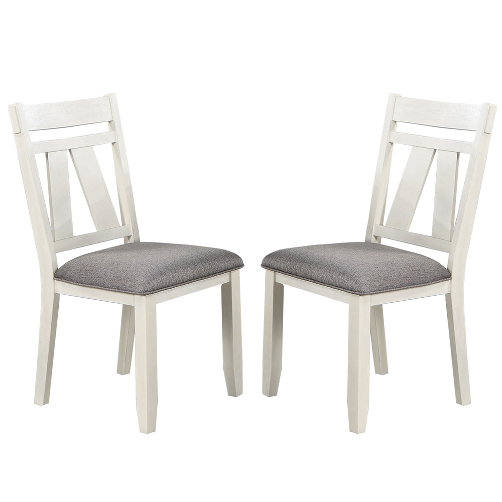 English Elm Set of 2 Polyfiber Upholstered Dining Chairs with Tufted Cushioned Back and Solid Wood Frame, Durable Comfort Grey,White B016P226062