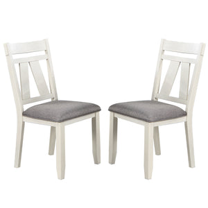 English Elm Set of 2 Polyfiber Upholstered Dining Chairs with Tufted Cushioned Back and Solid Wood Frame, Durable Comfort Grey,White B016P226062