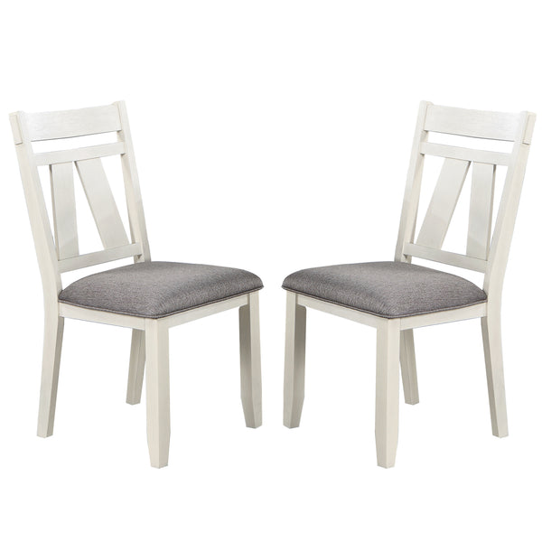 English Elm Set of 2 Polyfiber Upholstered Dining Chairs with Tufted Cushioned Back and Solid Wood Frame, Durable Comfort Grey,White B016P226062