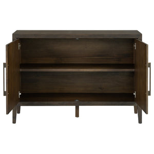 English Elm U_style Farmhouse Pine Veneer Buffet Cabinet with Double Doors for Kitchen or Entryway Dark Brown N711P410389B