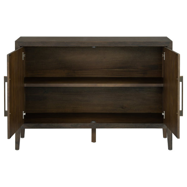 English Elm U_style Farmhouse Pine Veneer Buffet Cabinet with Double Doors for Kitchen or Entryway Dark Brown N711P410389B