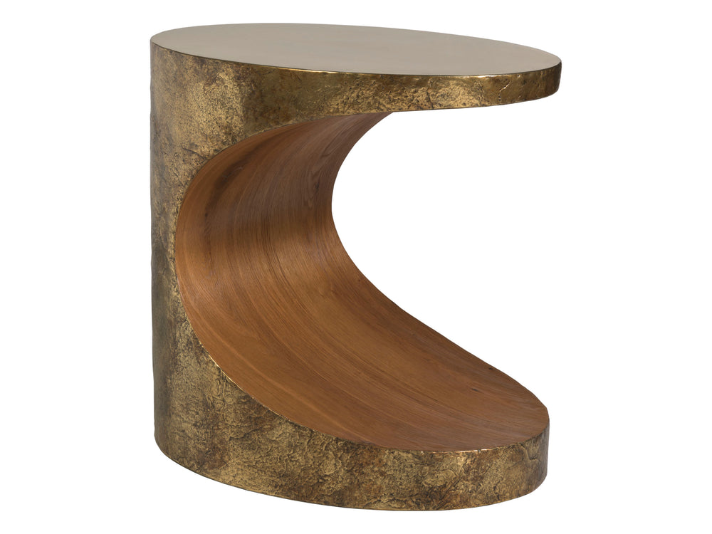 Lexington Artistica Home Thornton Oval Side Table - Stunning Antique Bronze Base With Unique Barnyard Oak Inset Design Bronze Wood 2247-950