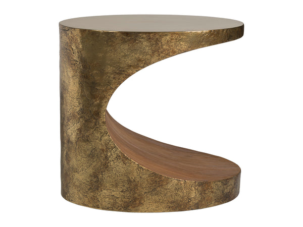 Lexington Artistica Home Thornton Oval Side Table - Stunning Antique Bronze Base With Unique Barnyard Oak Inset Design Bronze Wood 2247-950