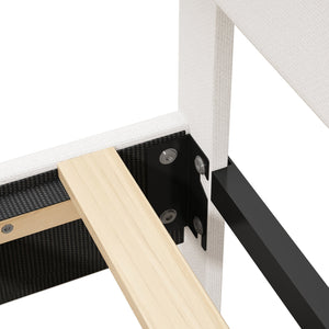 English Elm King Upholstered Platform Bed King Size Linen Fabric Padded Frame, Adjustable Headboard 32.9–37" White W1716P371759