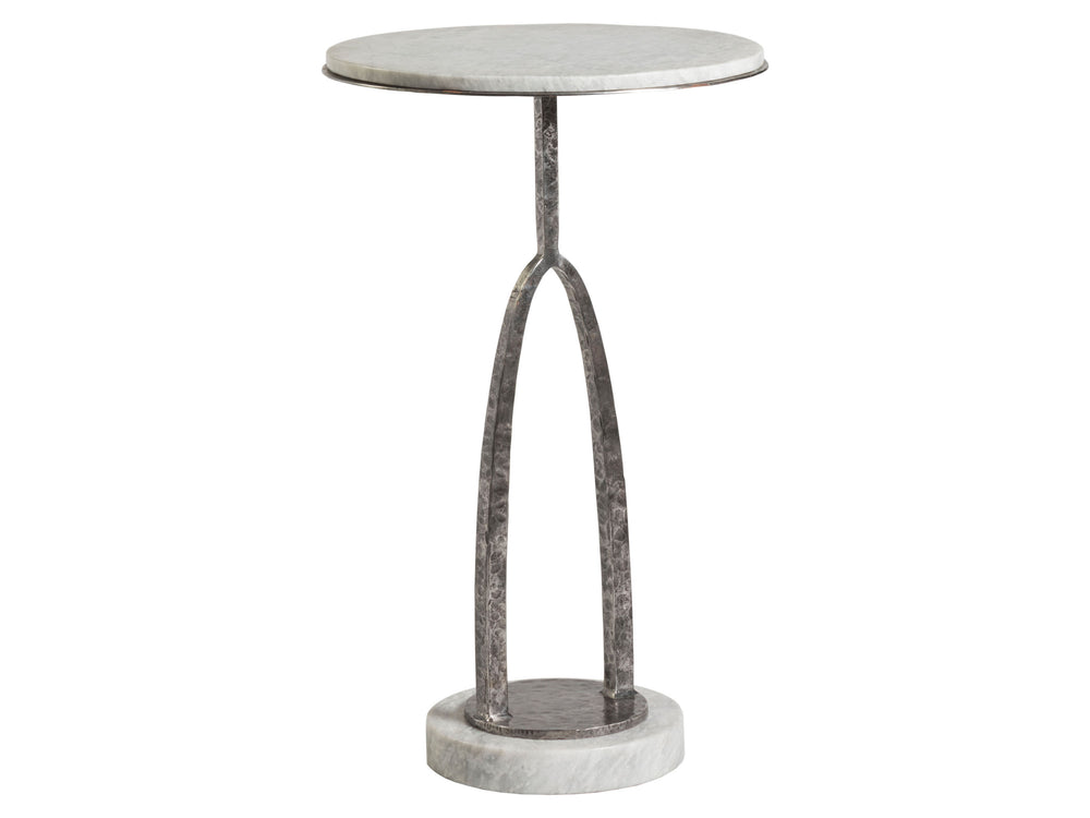 Lexington Artistica Home Vega Contemporary Round Spot Table With Unique Century Marble Top And Hammered Iron Base Design Natural Iron Wood 2248-950