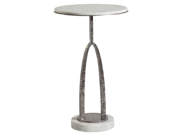 Lexington Artistica Home Vega Contemporary Round Spot Table With Unique Century Marble Top And Hammered Iron Base Design Natural Iron Wood 2248-950