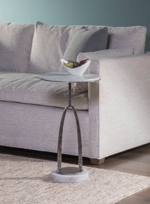 Lexington Artistica Home Vega Contemporary Round Spot Table With Unique Century Marble Top And Hammered Iron Base Design Natural Iron Wood 2248-950