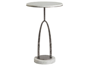 Lexington Artistica Home Vega Contemporary Round Spot Table With Unique Century Marble Top And Hammered Iron Base Design Natural Iron Wood 2248-950